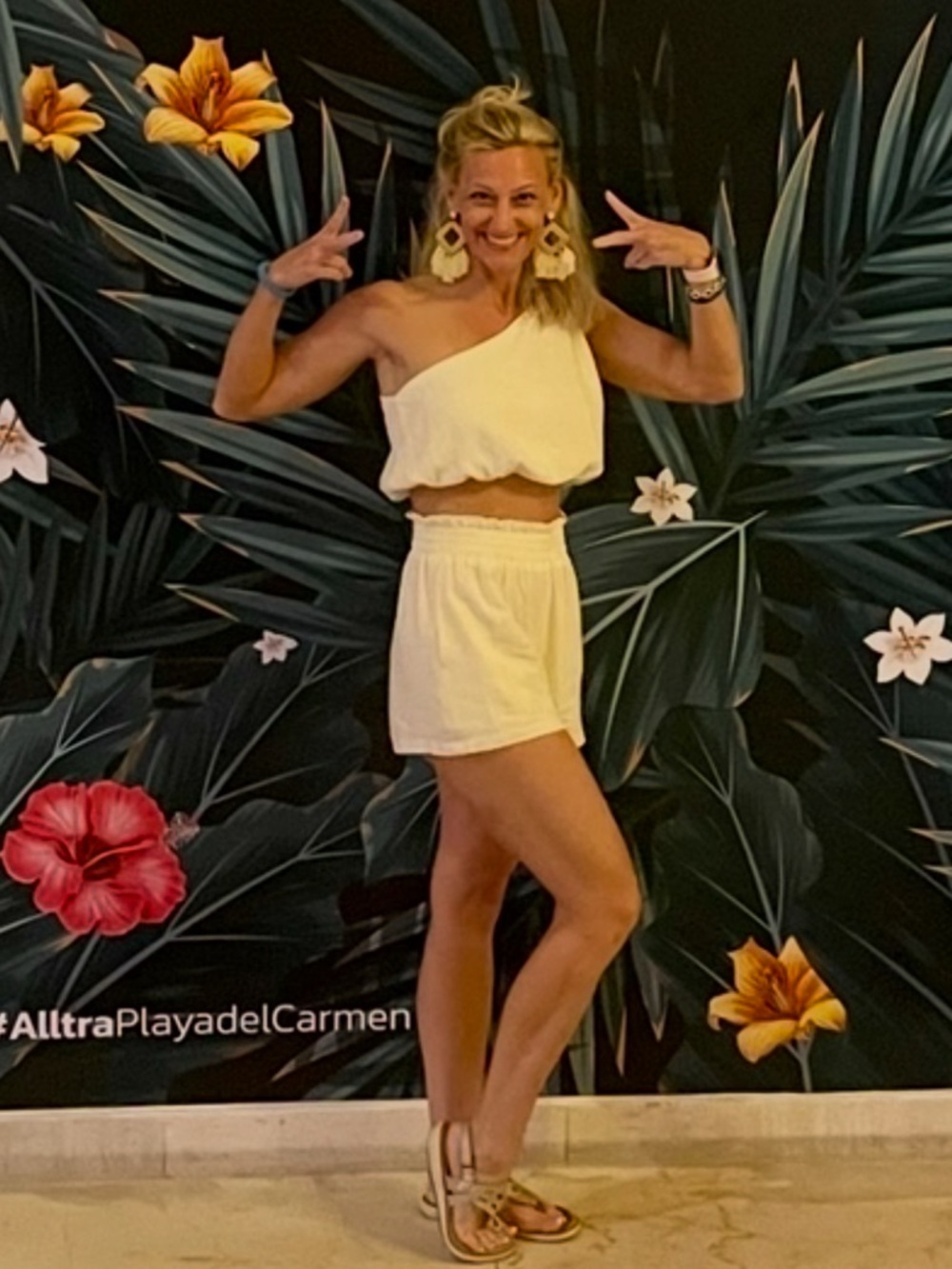 One-Shoulder Cream Two-Piece Set